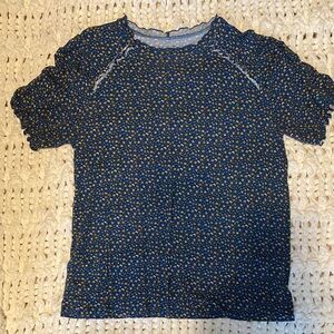 LOFT  Blue Floral Short Sleeve Tee